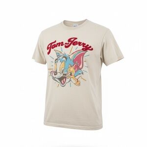 Freeze Tom & Jerry Unisex Graphic Tee - Cream with Red & Blue Print